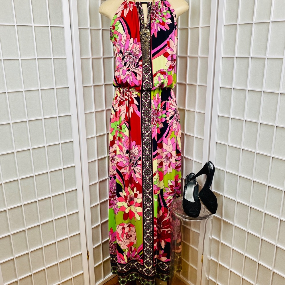 EUC LONDON TIMES STATEMENT PINK MOD MAXI DRESS